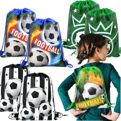 3/10pcs Football Non-woven Gifts Bag Soccer Birthday Candy Packing Snacks Storage Bags Drawstring