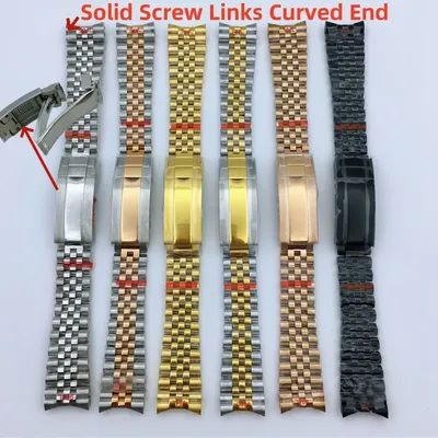 BLIGER 20mm 904L Steel Jubilee Middle Gold Two Tone Wrist Watch Strap Bracelet Solid Screw Links