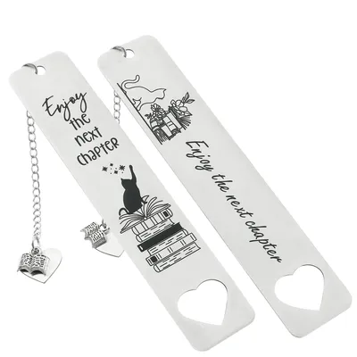 Stainless Steel Bookmark for Books Lover Gifts Enjoy the Next Chapter Cat Books Marks Reading Study