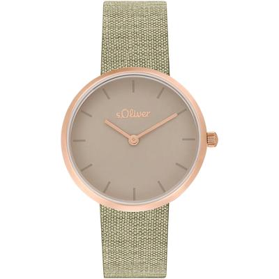 Quarzuhr S.OLIVER, rosa (khaki), Armbanduhren, Damen, Armbanduhr, Damenuhr, analog, Textilarmband Image