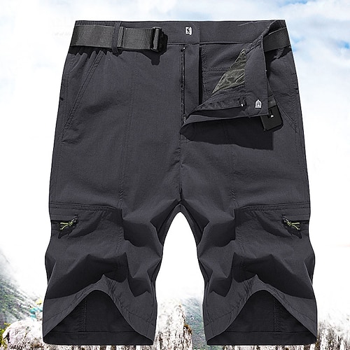 Herren Cargoshorts Wandershorts Militär Sommer Außen Normale Passform Wasserdicht Schnelltrocknend Atmungsaktiv Shorts Dunkelgrau Schwarz Jagd Klettern Camping / Wandern / Höhlenforschung M L XL XXL Image