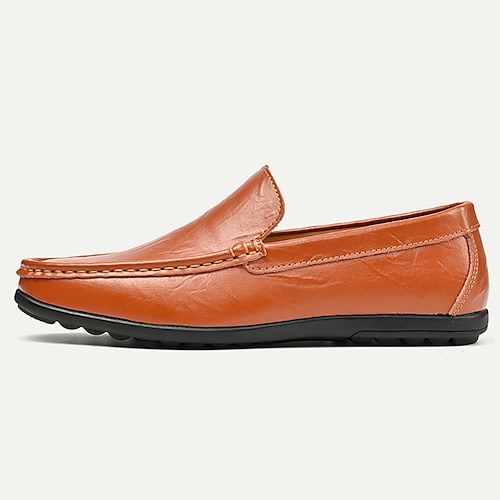 Herren Loafer Slip On Komfort-Müßiggänger Penny Loafers Leder Komfortabel Rutschfest Halbschuhe Hellbraun Dunkelbraun Schwarz Image
