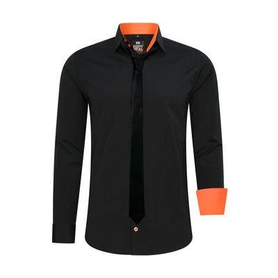 Langarmhemd RUSTY NEAL, Herren, Gr. 6XL, EURO-Größen, orange (schwarz, orange), 60% Baumwolle, 37% Polyester, 3% Elasthan, unifarben, casual, Langarm, Hemden, mit Krawatte Image