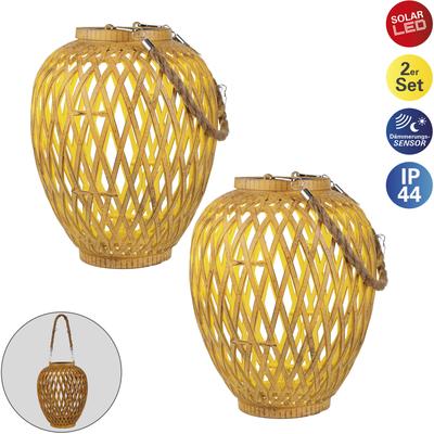 LED Solarleuchte NÄVE "2er Set Korb- / Solardekoleuchte "CESTO", beige (natur), B:20,00cm H:24,00cm L:20,00cm, Lampen, I