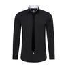 Langarmhemd RUSTY NEAL, Herren, Gr. M, EURO-Größen, schwarz-weiß (schwarz, weiß), 60% Baumwolle, 37% Polyester, 3% Elasthan, unifarben, casual, Langarm, Hemden, mit Krawatte