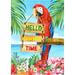 Hello Summer Time Beach Yard Flag Decorative 5 O clock Parrot Tropical Outdoor Garden Flag