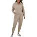 JHLZHS Sweatsuits Women 2 Piece Outfit 2024 and the United States Trousers Suit Half Zip Long Sleeved Lapel Sweatshirt High Waisted Sweatpants Two Piece Set