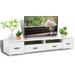 Modern TV Stand for 90-inch TVs - Large LED TV Console with 4 Drawers - Waterproof High Gloss Finish - RGB Lights