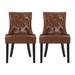 Light Brown Modern PU Leather Upholstered Dining Chairs with Tufted Diamond Stitch Back, Set of 2