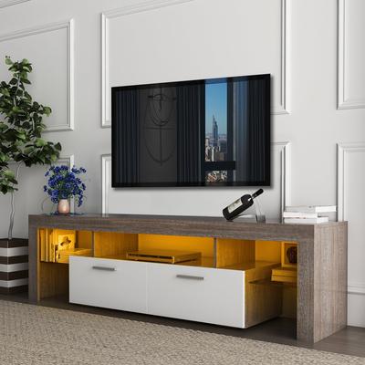 Modern TV Cabinet with 16-Color LED Backlights, Quick Assembly (Fits up to 70-Inch TVs)