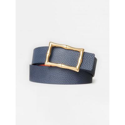 J.McLaughlin Women's Lina Reversible Leather Belt Navy/Orange, Size Medium