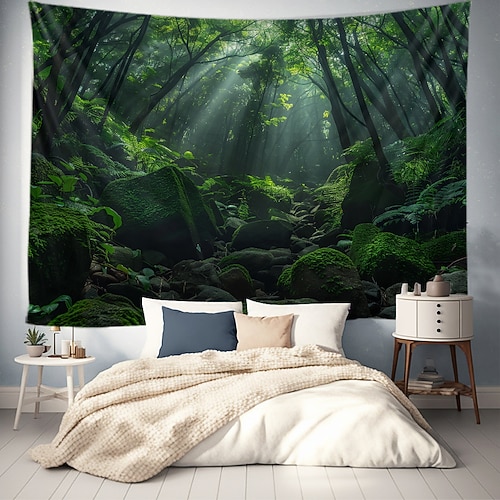 Landschaft Wald Strahl hängen Wandteppich Kunst große Wandteppich Wandbild Dekor Fotografie Hintergrund Decke Vorhang Haus Schlafzimmer Wohnzimmer Dekoration Wandtuch XXL Natur Image