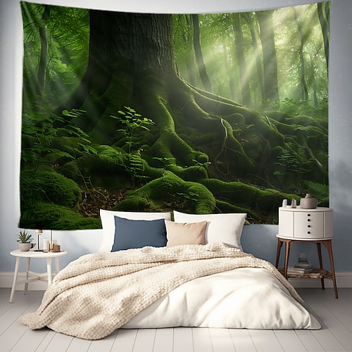 Landschaft Wald Strahl hängen Wandteppich Kunst große Wandteppich Wandbild Dekor Fotografie Hintergrund Decke Vorhang Haus Schlafzimmer Wohnzimmer Dekoration Wandtuch XXL Natur Image