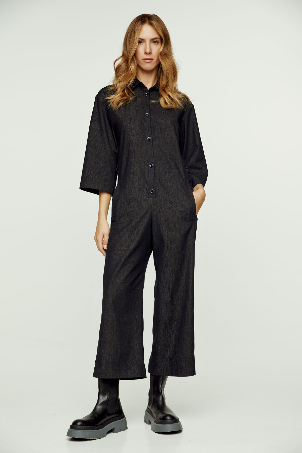 Dunkelgrauer Denim-Jumpsuit Image