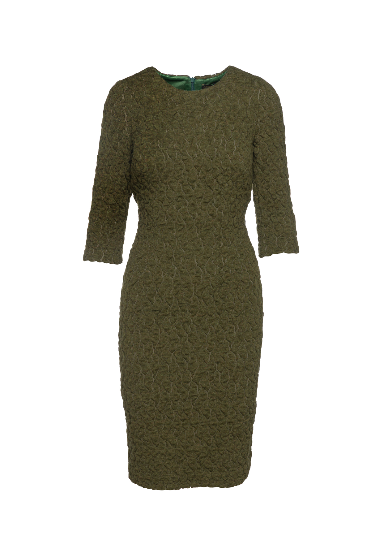 Khaki Jacquard-Kleid von Conquista Fashion