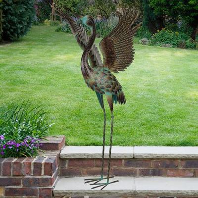 Wings Up Dance Crane Sculpture Bronze , Bronze