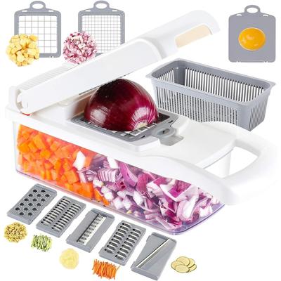 Chopper Vegetable Dicer - 8 Blades Mandolin Slicer Pro Cutter with Egg Separator and Drain Basket