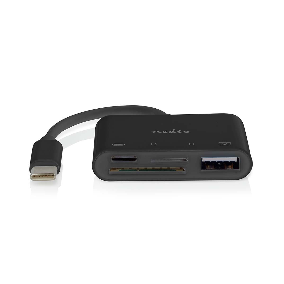 Nedis USB-Hub - 1x USB-C - 1x USB A / 1x USB-C - 4-Port port(s) - USB 2.0 - Stromversorgung über USB - SD & MicroSD Image