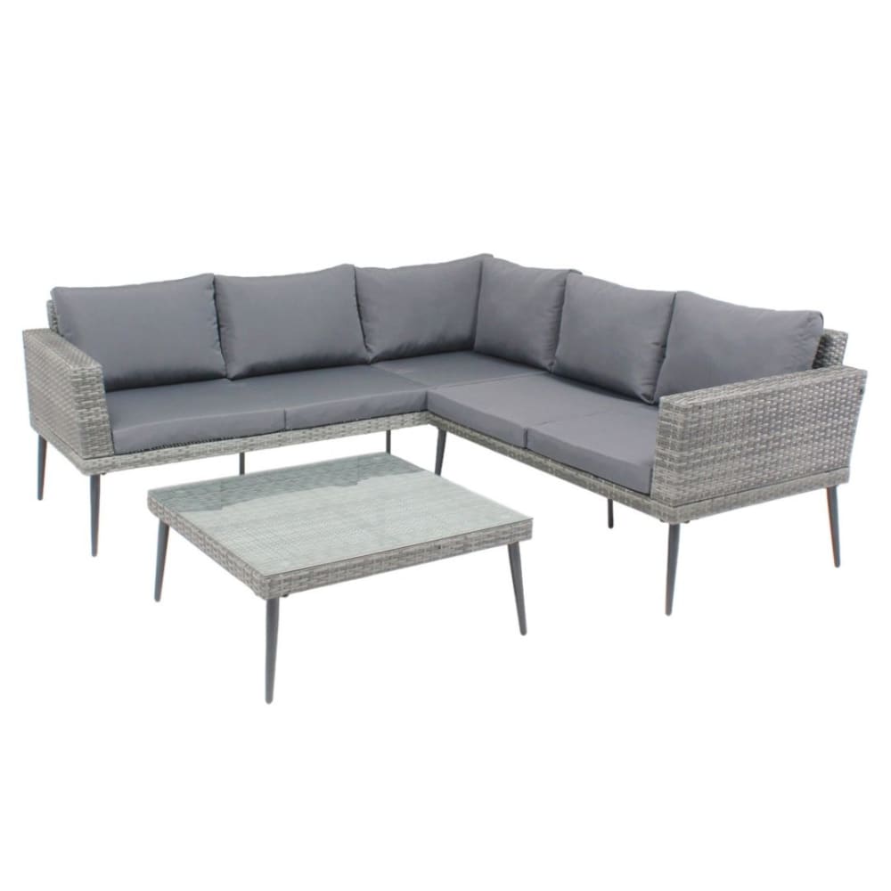 Salotto da giardino basso resina e acciaio 5 posti