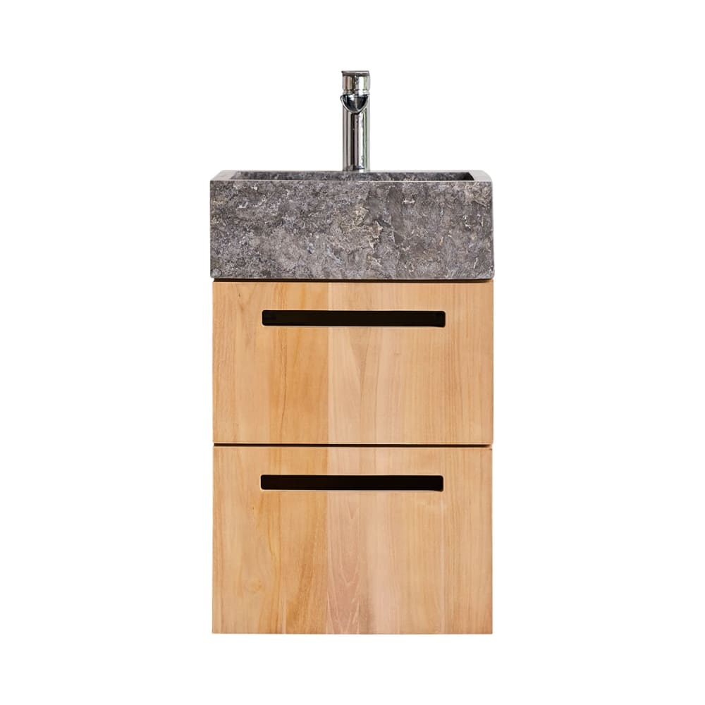 Mobile per il bagno in teak massello e marmo 40 cm