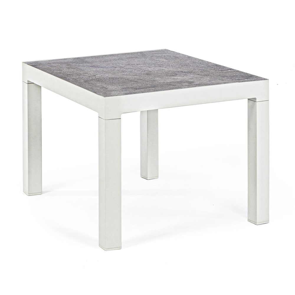 Tavolo basso in alluminio industriale bianco 50x50 cm