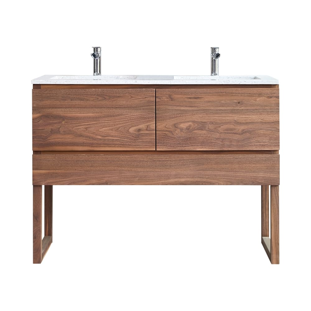 Mobile per il bagno in noce massello e terrazzo premium Moon 120 cm