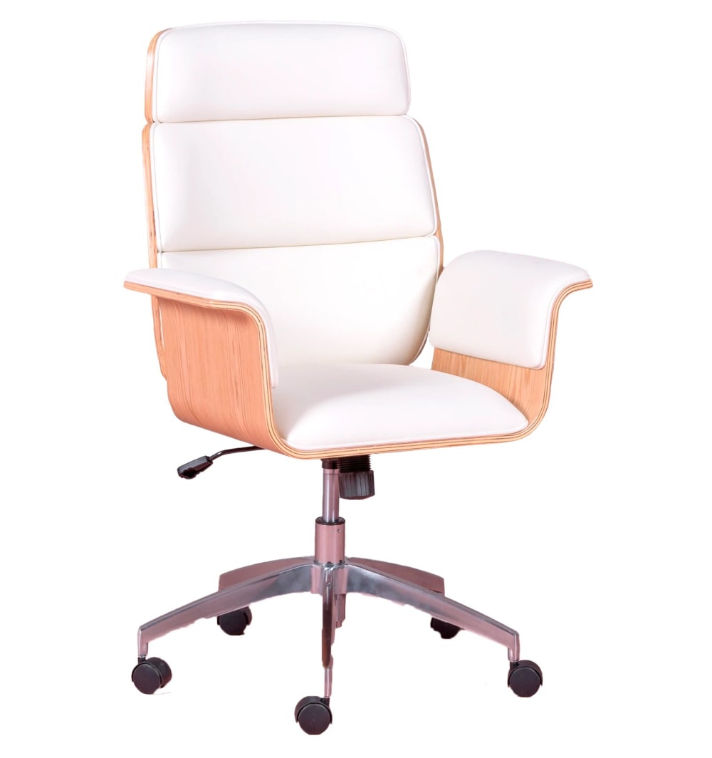 Sedia da ufficio per dirigenti in acero chiaro, bianco