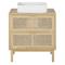 Mobile bagno per lavabo con 2 cassetti, rattan incannucciato