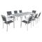 Set di mobili da giardino da 6 a 8 posti in alluminio bianco e grigio