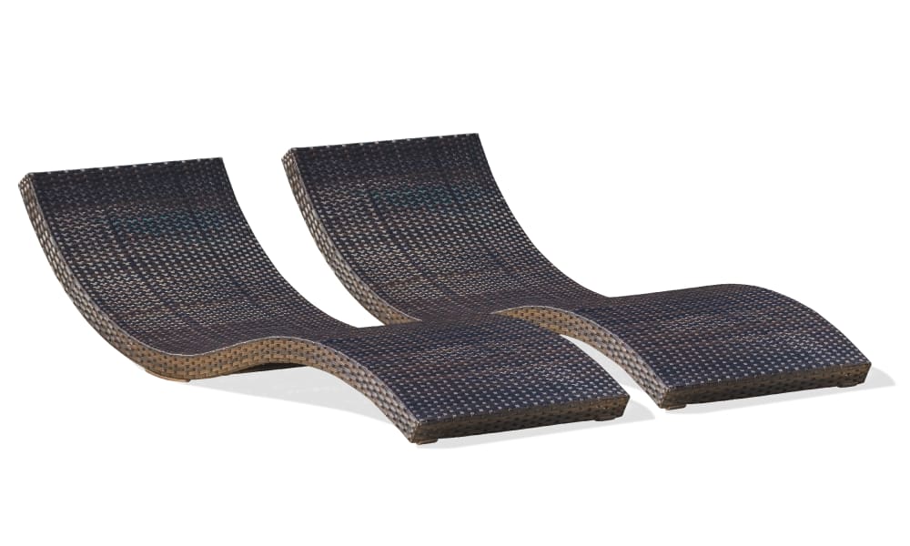 Lotto di 2 lettini in resina intrecciata