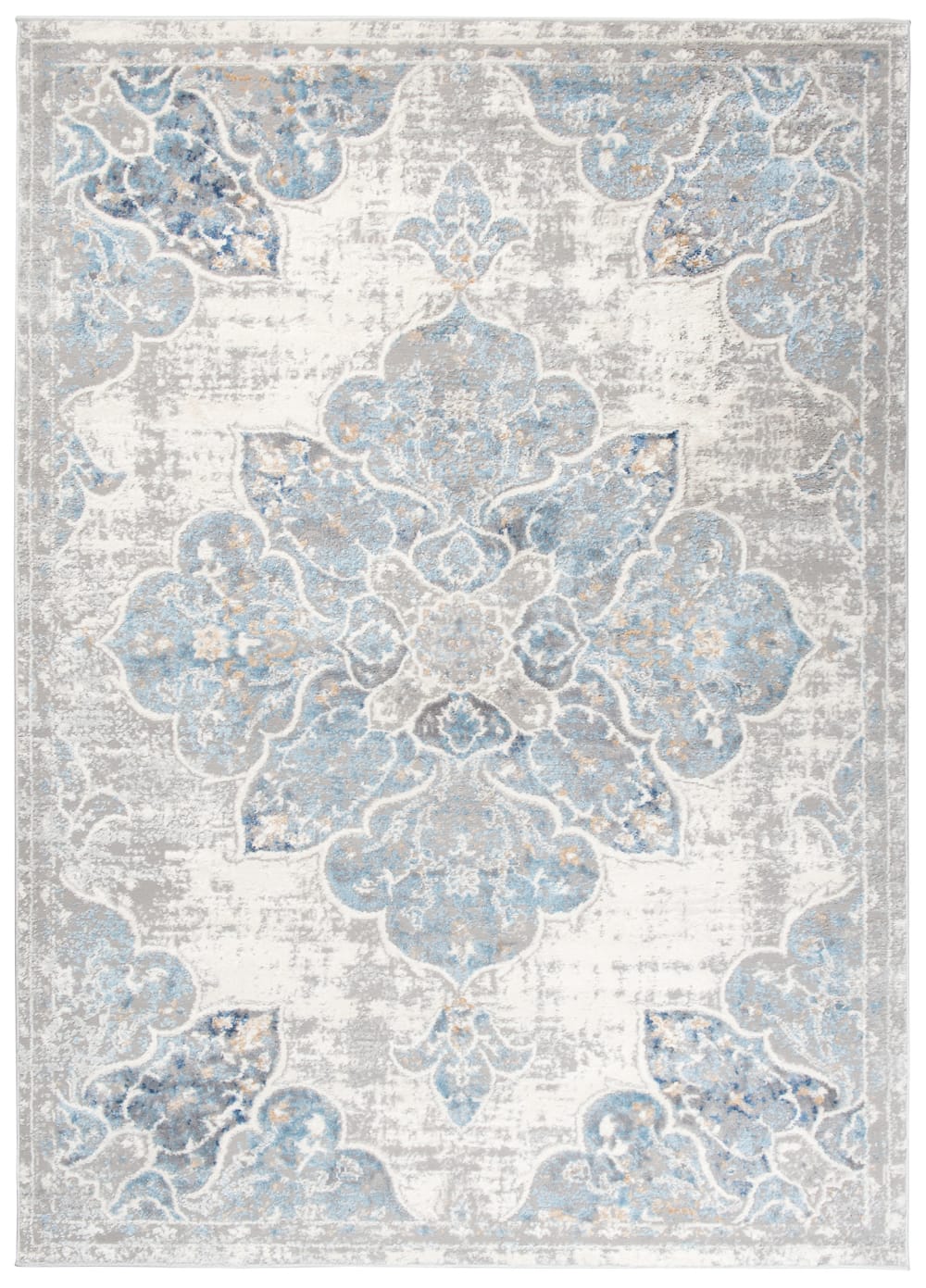 Tappeto da soggiorno vintage crema blu grigio fiori 200x300