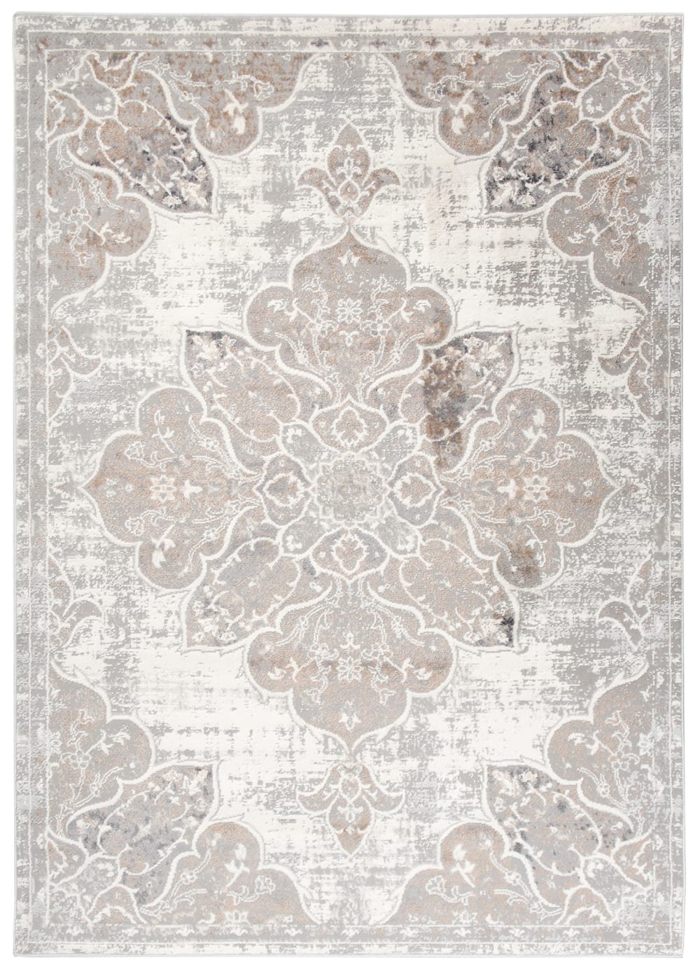 Tappeto da soggiorno vintage crema grigio beige fiori 160x220