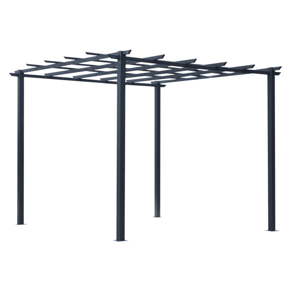 Pergola da giardino 3x3m decorabile con rampicanti nero
