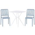 Set di tavolo e 2 sedie da giardino bianco e blu