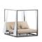 Cama balinesa color alluminio antracita y cojines beige