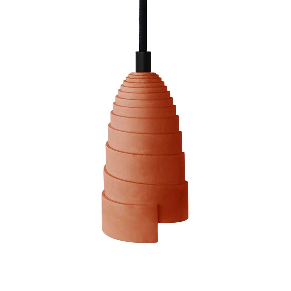 Lampada a sospensione in cemento terracotta accessori nera
