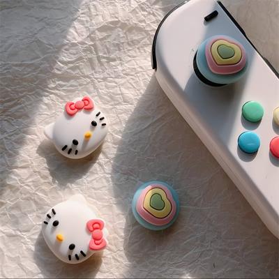 4pcs/set Hellokitty Cute Hreat For Switch Rocker Multifunctional Ns Handle Silicone Rocker Protective Cover Adapted To Oled Switch Birthday Christmas Gift For Youth Game Lovers