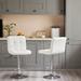 Set Of 2 Classic Bar Stools With Square Pu Leather Cushion, Metal Swivel Barstool With Back And Footrests