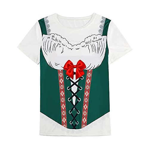 Oktoberfestbier T-Shirt-Ärmel Dirndl Grafik Für Damen Erwachsene Karneval Oktoberfestbier 3D-Druck Party Urlaub