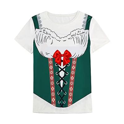 Oktoberfestbier T-Shirt-Ärmel Dirndl Grafik Für Damen Erwachsene Karneval Oktoberfestbier 3D-Druck Party Urlaub Image