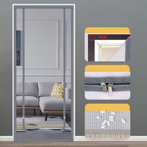 Verbesserte Haustier Bildschirm Tür Nano-beschichtete Katzen Bildschirm Tür für Wohnzimmer Anti-Moskito Anti-Haustier Bildschirm Netz mit Reißverschluss für Schlafzimmer Wohnzimmer Küche Image