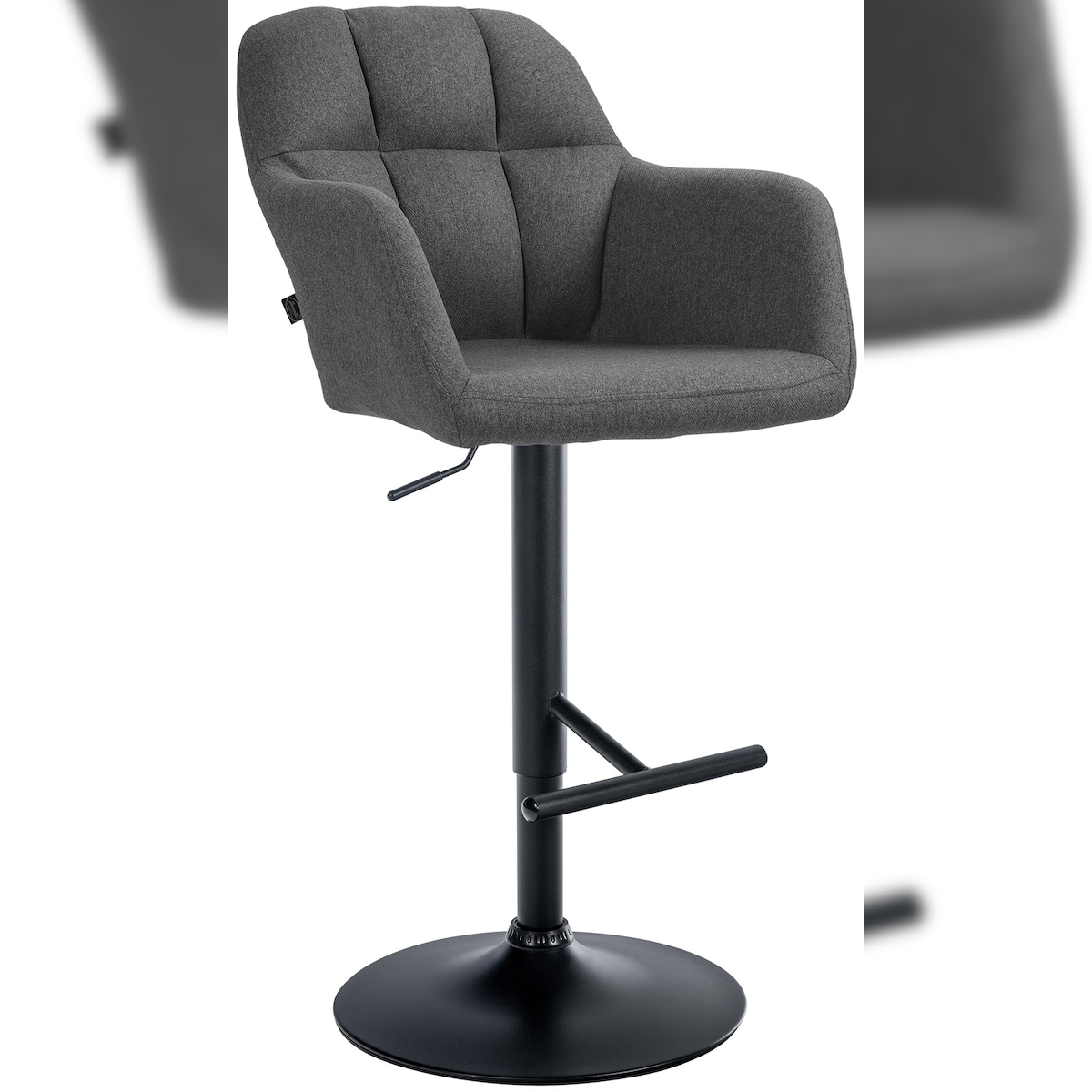 CLP Barhocker Natoma Stoff dunkelgrau/Metall matt schwarz Image