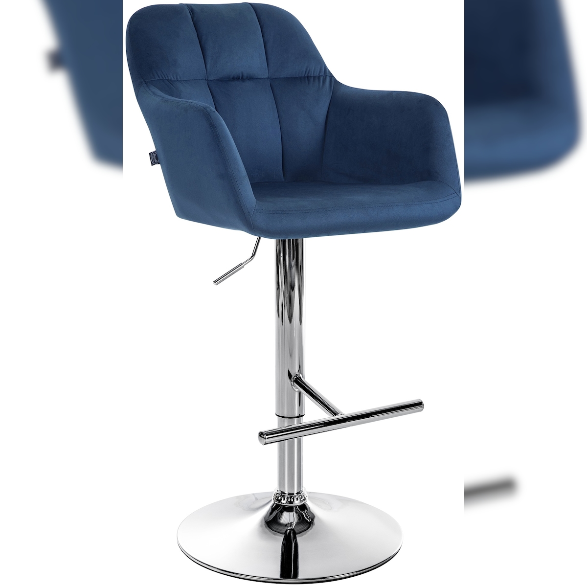 CLP Barhocker Natoma Samt blau/Metall in Chromoptik Image