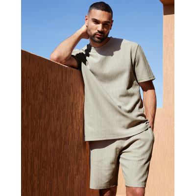 Threadbare Men's Taupe Textured Elasticated Shorts