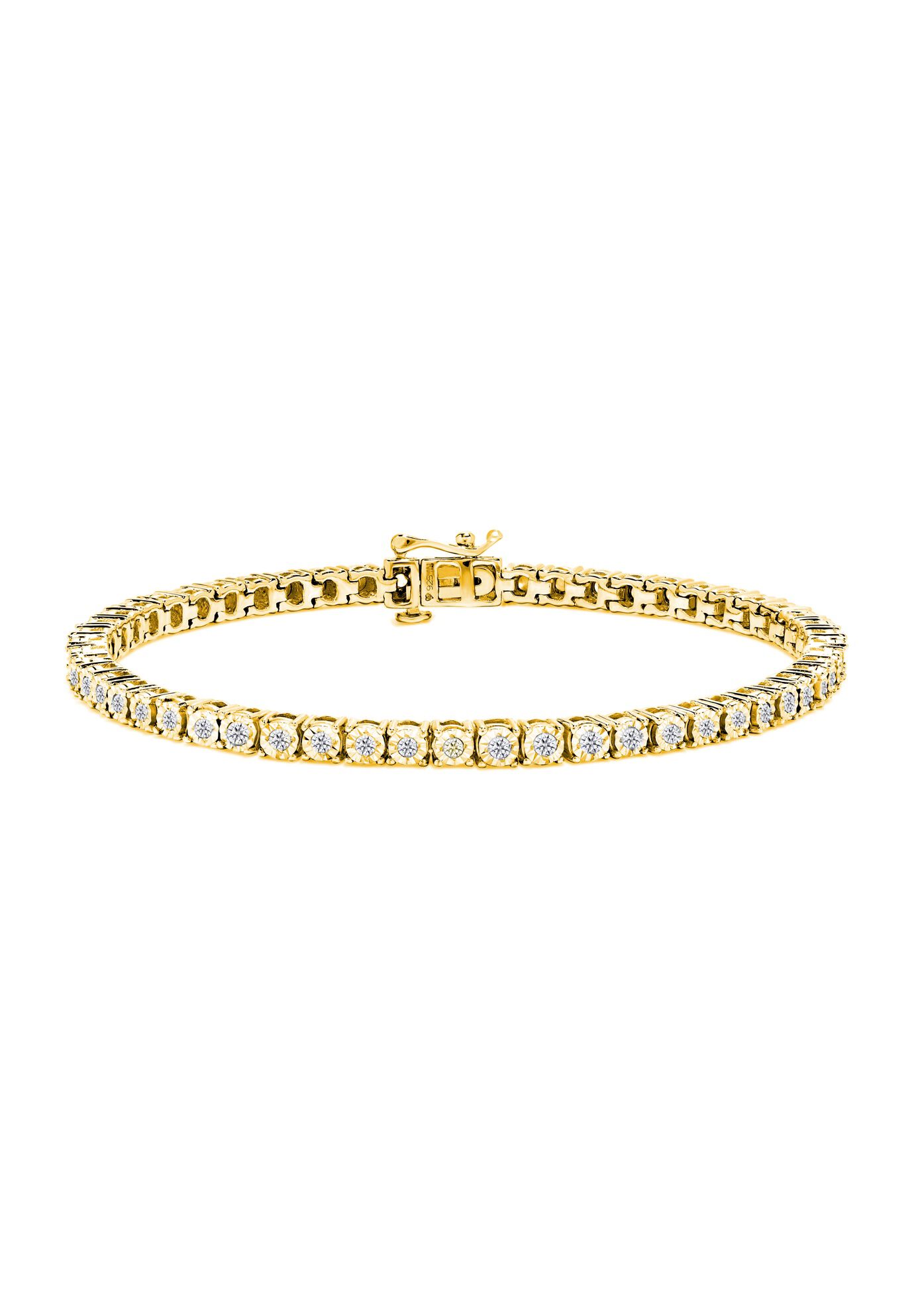 Women's Silver 1.0 Cttw Miracle-Set Diamond Tennis Bracelet - 9" Inches by Haus of Brilliance in Yellow Gold