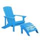 Beliani - Outdoor Lounger Chair Blue Plastic Wood with Footstool for Patio Yard Adirondack