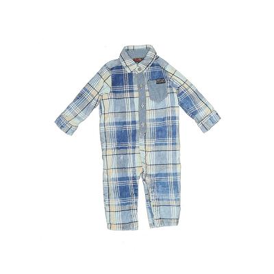 7 For All Mankind Long Sleeve Onesie: Blue Plaid Bottoms - Size 3-6 Month