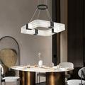 suspension led dimmable 40/50cm 1 lumière ligne carrée design îlot cuivre géométrique contemporain moderne salle à manger cafés 110-240v