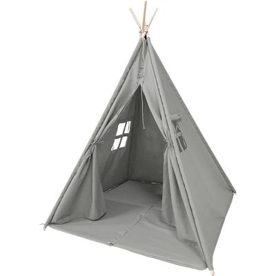Alba Tipizelt für Kinder in Grau Indianer / Tipi / Wigwam Zelt mit Boden für Kinderzimmer Spielzelt