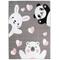 Tappeto per bambini grigio orso coniglietto panda 140x200cm